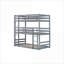 Lit superposé amovible simple au-dessus de simple en bois d'hévéa massif - aucun sommier nécessaire, gris
