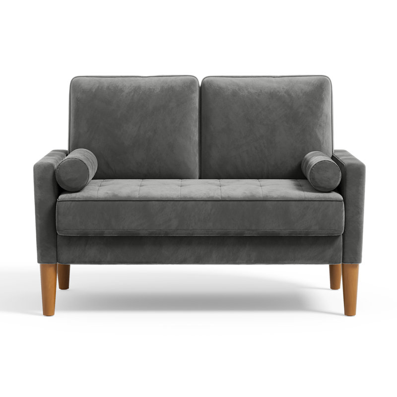 Modern 47.6-inch mini model velvet two-seater sofa, Gray