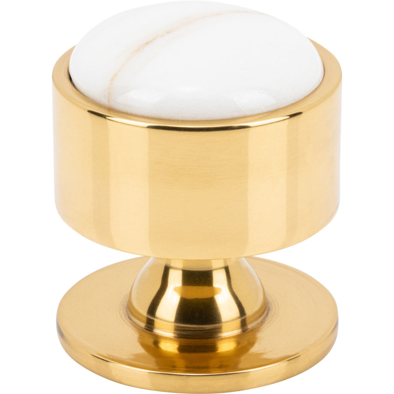 Firesky Diameter Knob, Polished Brass, Calacatta Gold, 1 1/8"