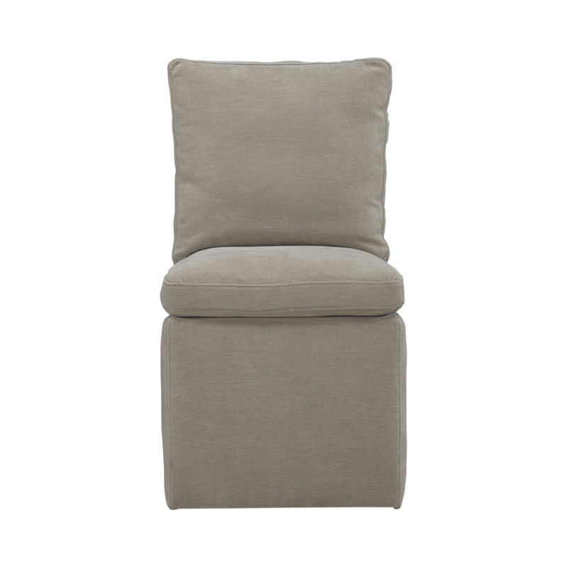 Faouzi Upholstered Dining Chair w/ Casters, Cream