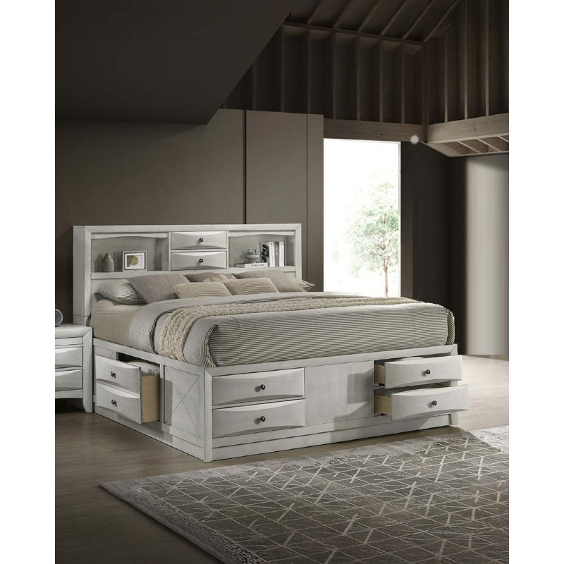 Structure de lit avec tiroirs de rangement intégrés 1pc Bed, Très grand lit