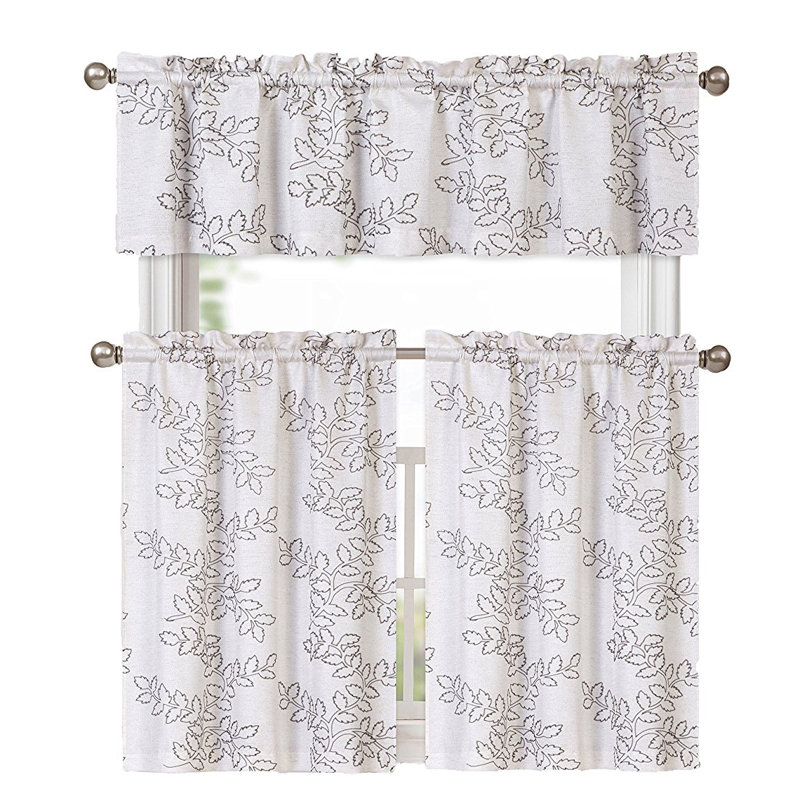 Esmond Floral Tailored Kitchen Curtain, Gray