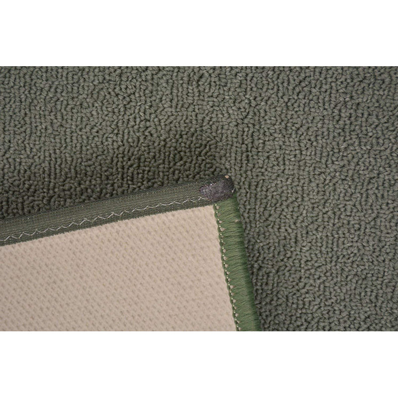 Solid Color Green with Slip Resistant Low Pile Rug, Runner 2'2" x 13'