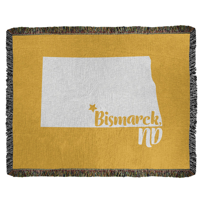 Jeté en coton bismarck north dakota, 37 po x 52 po, Jaune