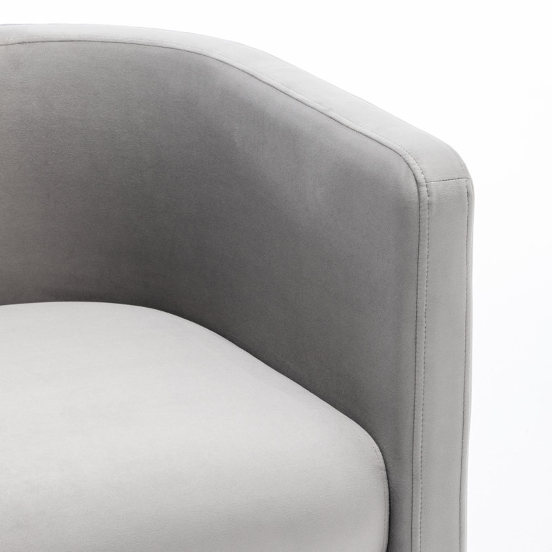 Jaimyn 24" Wide Upholstered Barrel Accent Chair, Gray Velvet