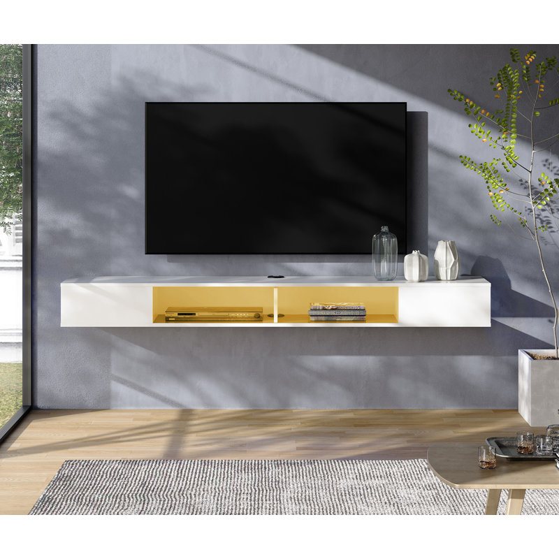 Meuble audio-vidéo Doaa, Blanc / gris, H 7,1 po x l 70,5 po x P 11,8 po