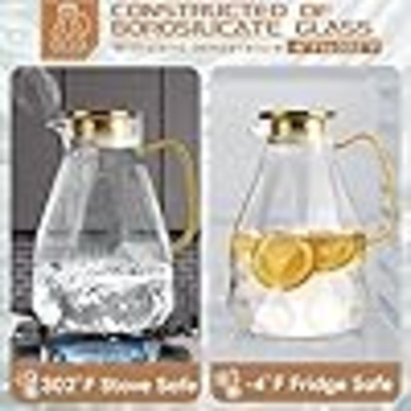 Pichet en verre, pichet à eau avec couvercle, pichet à thé glacé pour réfrigérateur, carafe d'eau en verre avec couvercle, pichet en verre, petit pichet à jus