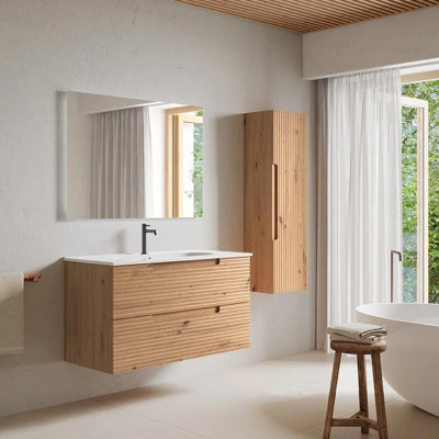 Meuble-lavabo mural simple 40 po avec comptoir en céramique Moncler