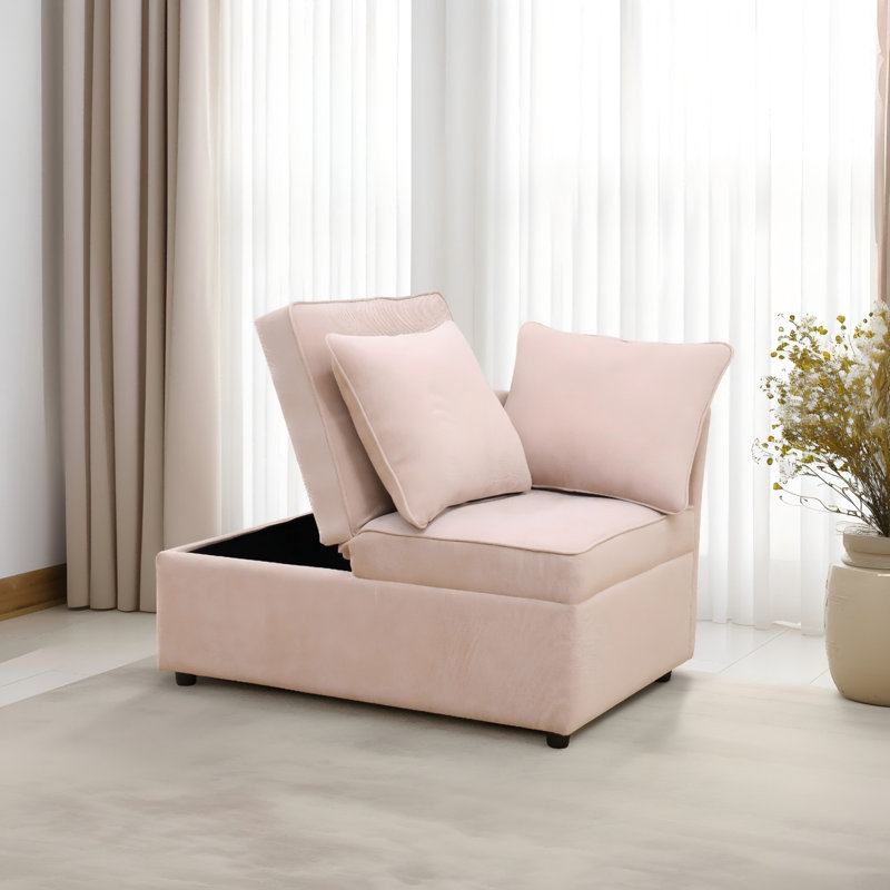 Canapé convertible avec rangement, canapé-lit de salon, canapé confortable moderne, causeuse inclinable pliante pour salon, dortoir, bureau, rose