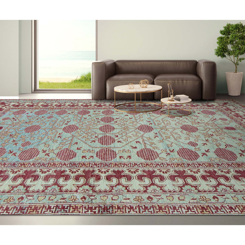Kotanabad Wool Oriental Area Rug in Blue/Red/Beige