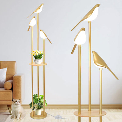Lampe sur pied moderne avec tablettes