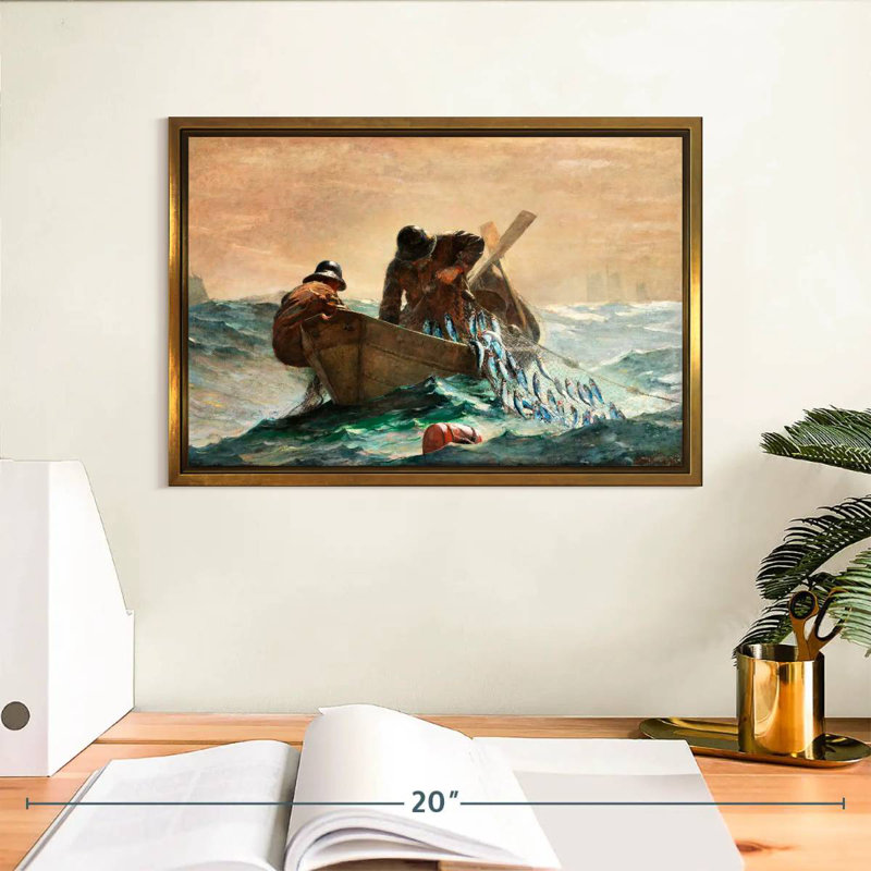 Le filet de hareng, 13 po x 9 po, Cadre flottant doré