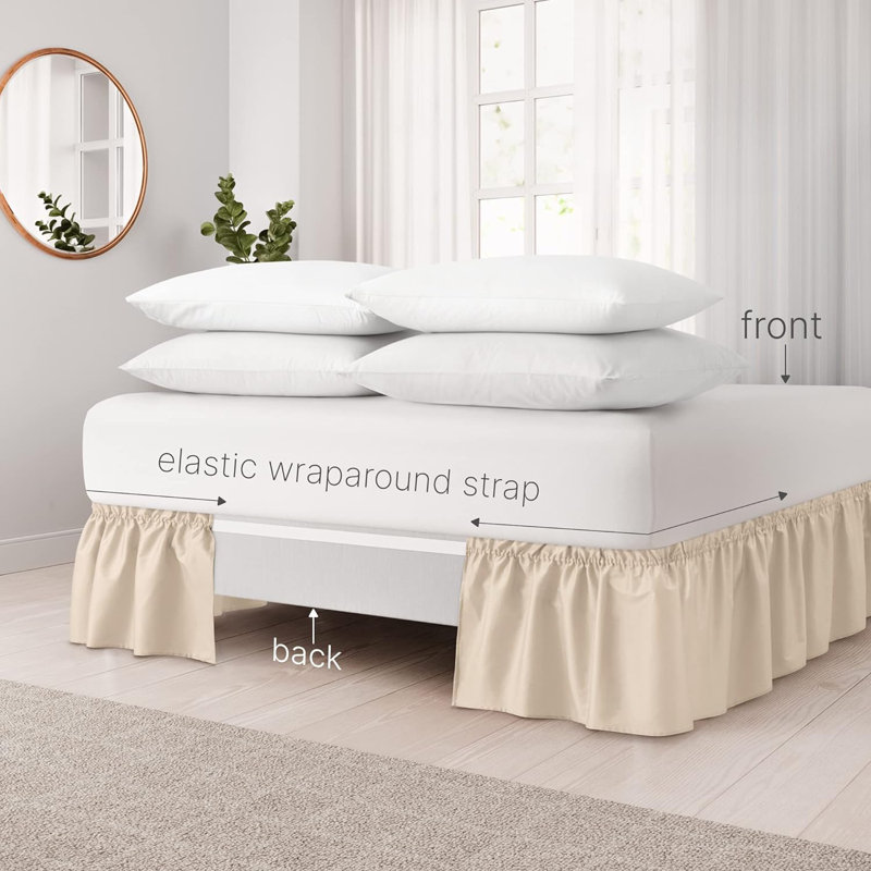 Ruffled Elastic Wrap Around Tailored Bed Skirt