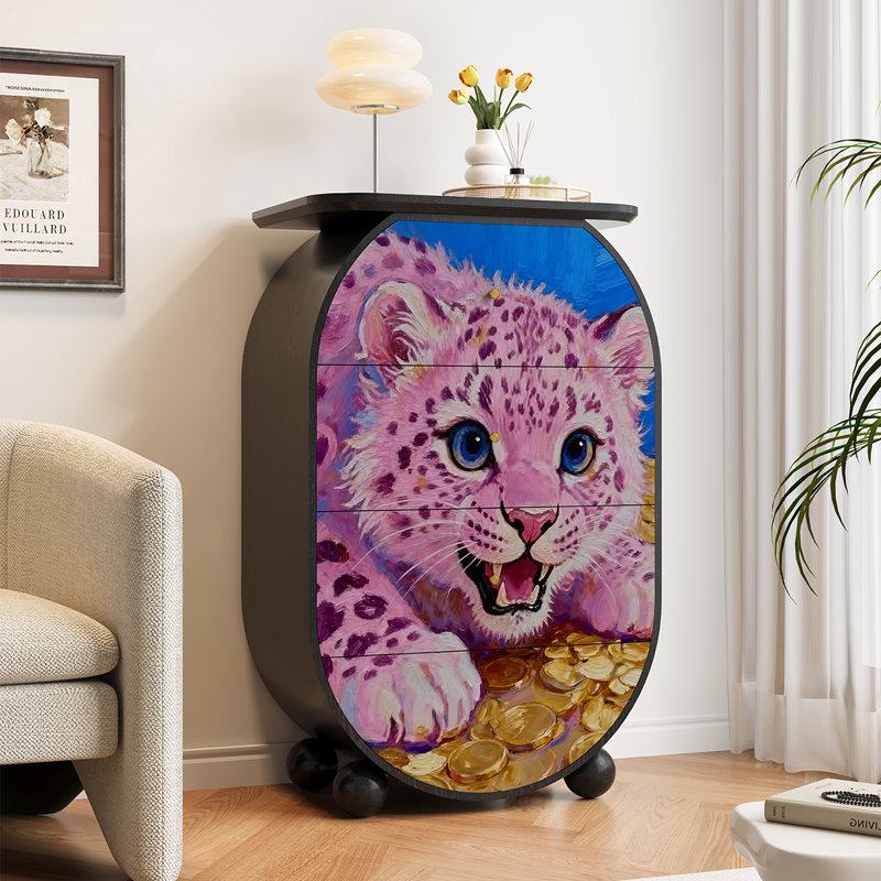 Vitrine en bois massif à motif animalier