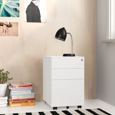 Carmella 39cm Wide 3 -Drawer Mobile Steel File Cabinet