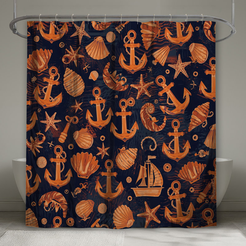 Rideaux de douche Nautical Anchors Shells, L 70 po x H 72 po