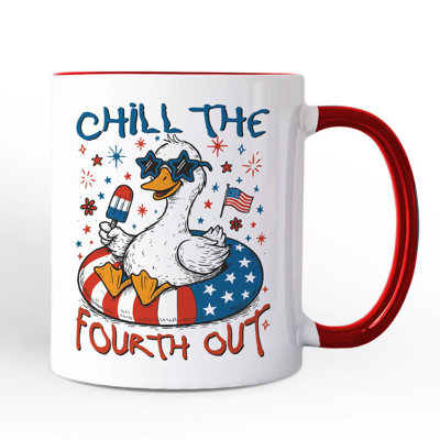 Chill The Fourth Out Goose Mug, Funny Patriotic 4th of July Gift with Custom Name