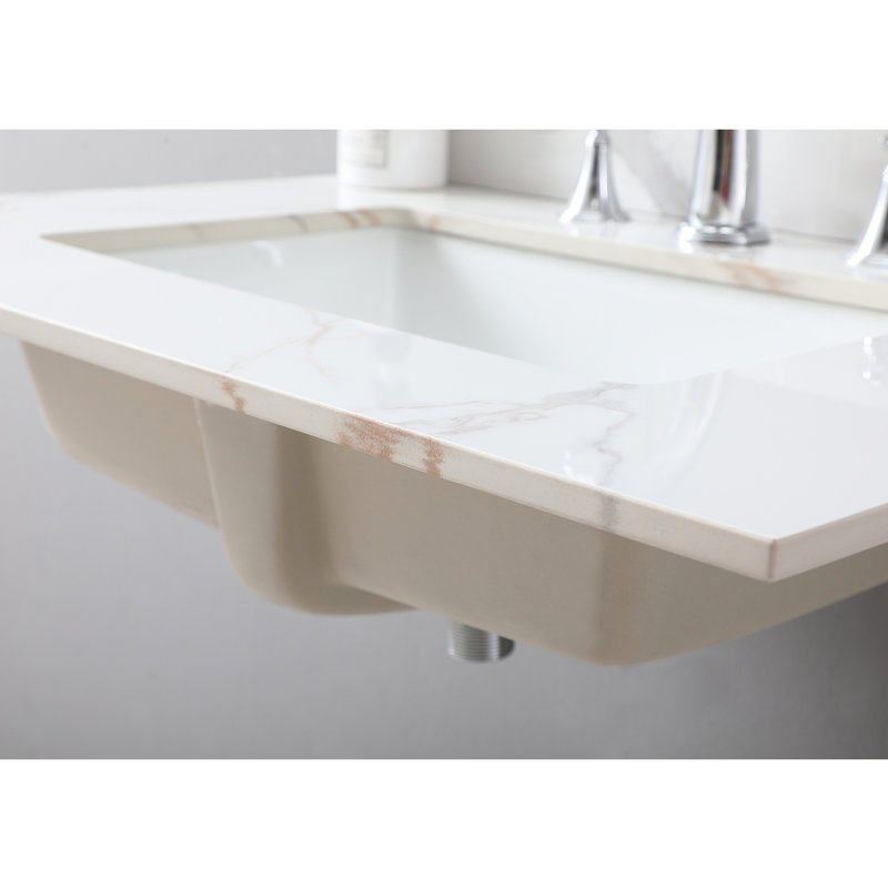 Dessus de meuble-lavabo de 31 po or avec lavabo en céramique - addition de pierre frittée