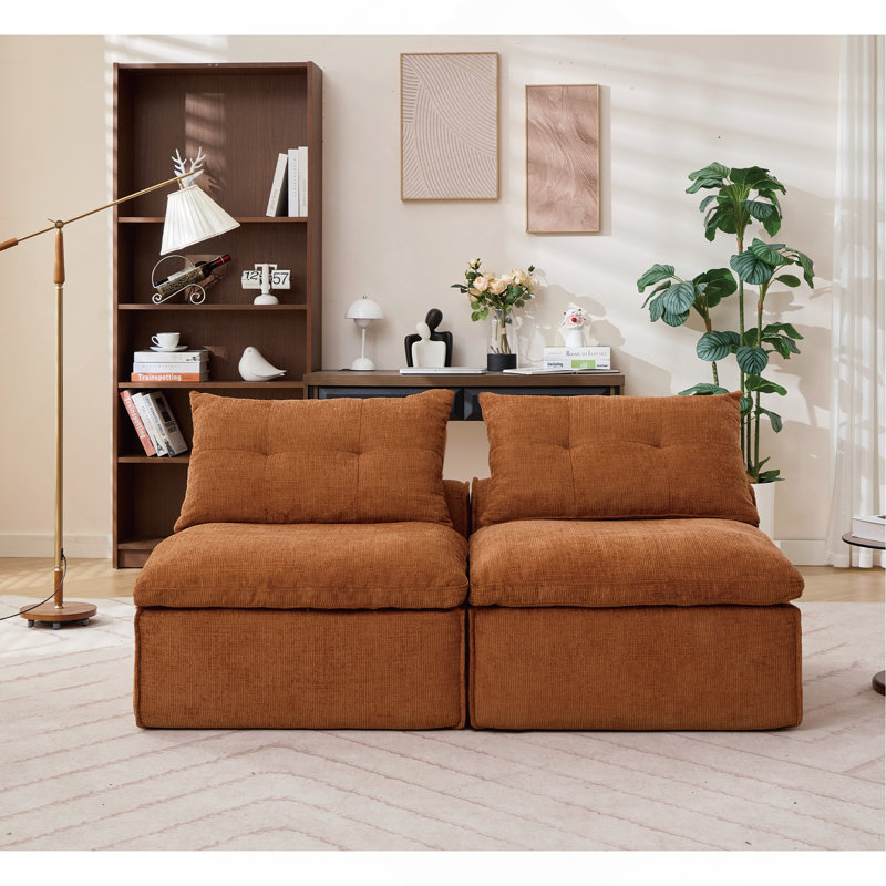 Modular Sofa, Orange Corduroy