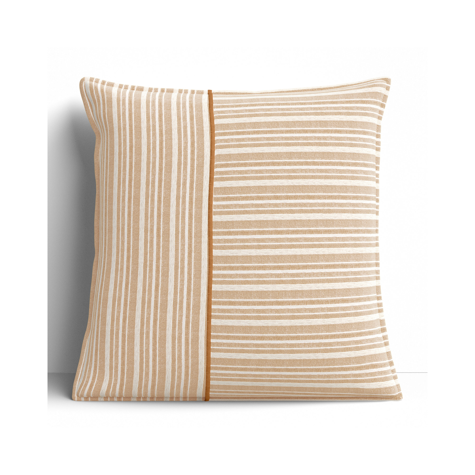 Berthe Striped Cotton Throw Pillow, Natural