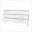 Commode blanche à 7 tiroirs avec poignées dorées et commode Pieds | Blanc mat | Panneau de particules