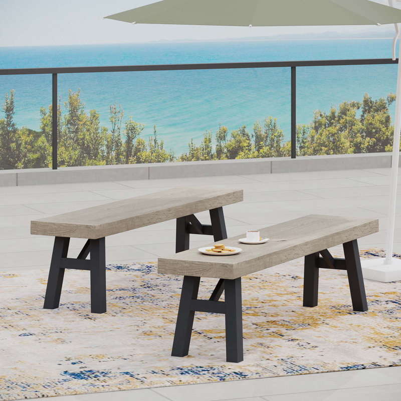 Banc de pique-nique en bois Poirier, Gris