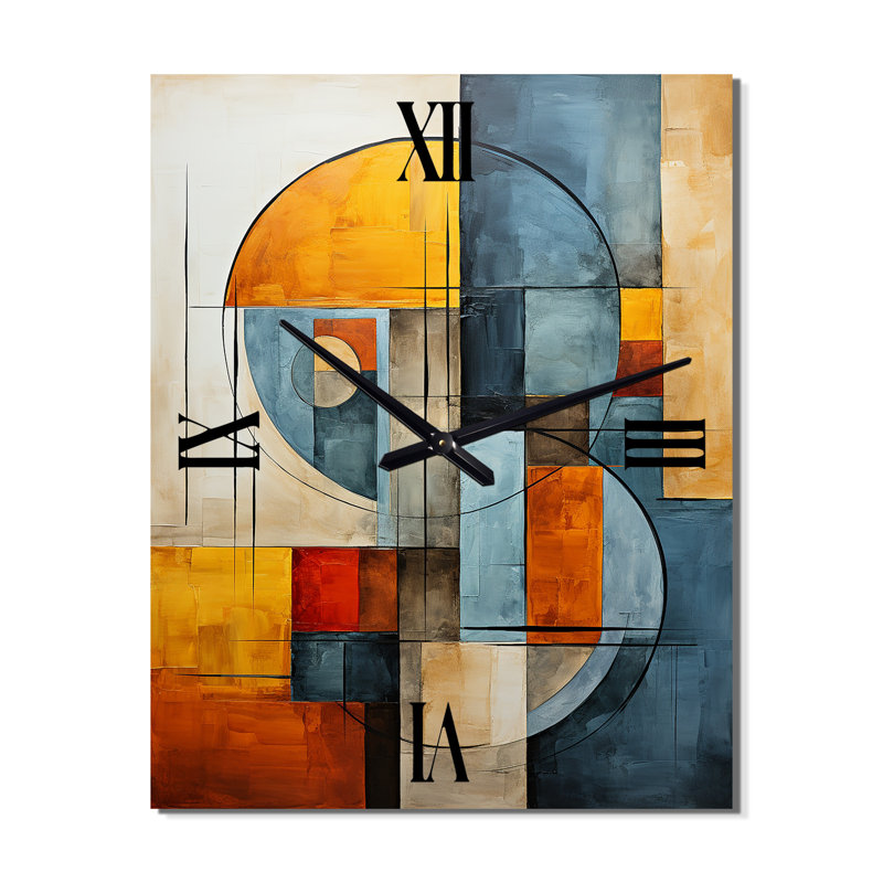 Cubism Assemblage II - Horloge murale cubisme surdimensionnée, Moyen