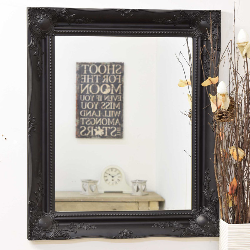 McLeansboro Wood Flat Mirror, 91cm H x 66cm W, Black