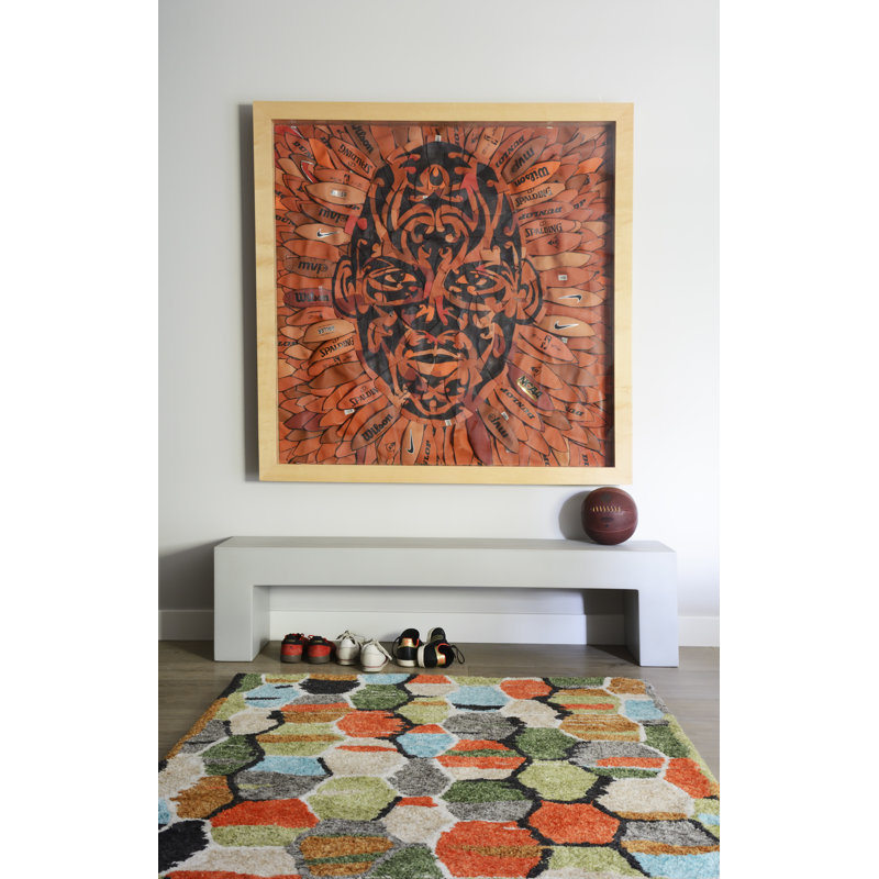 Multicolor Geometric Tufted Synthetic 5' x 7' Area Rug