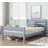 Twin Size Rubber Wood Bed Frame with Upholstered Headboard and Solid Wood Footboard - No Box Spring Needed-1345422927