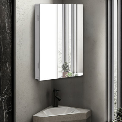 Eastbrook Corner Mount Framed 2 Door Medicine Cabinet with Mirror