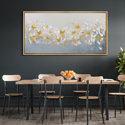 Impression sur toile encadrée de papillons jaunes surdimensionnés