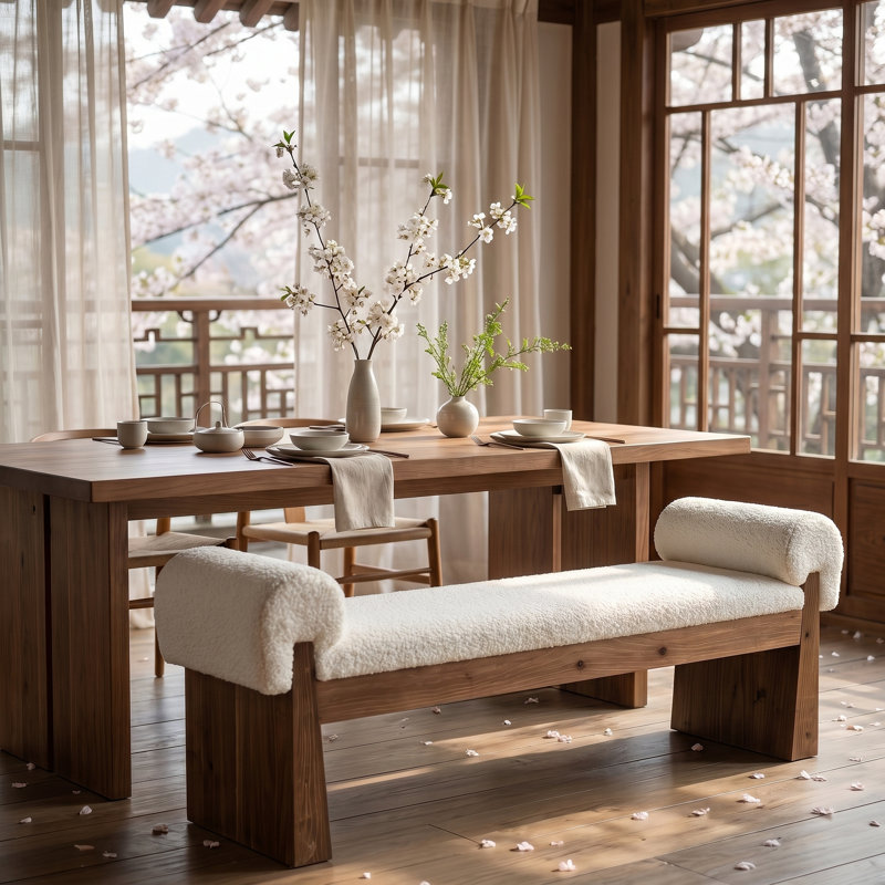 Wood Upholstered Dining Bench