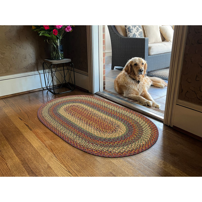 Neverland Red and Multicolor Oval Cotton Braided Rug