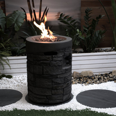 High Output Outdoor Gas Fire Pit, 20 Inch Diameter, , With Lava Stones & Rain Cover For Garden 32000 Stove, Approved, And Rainproof Covering