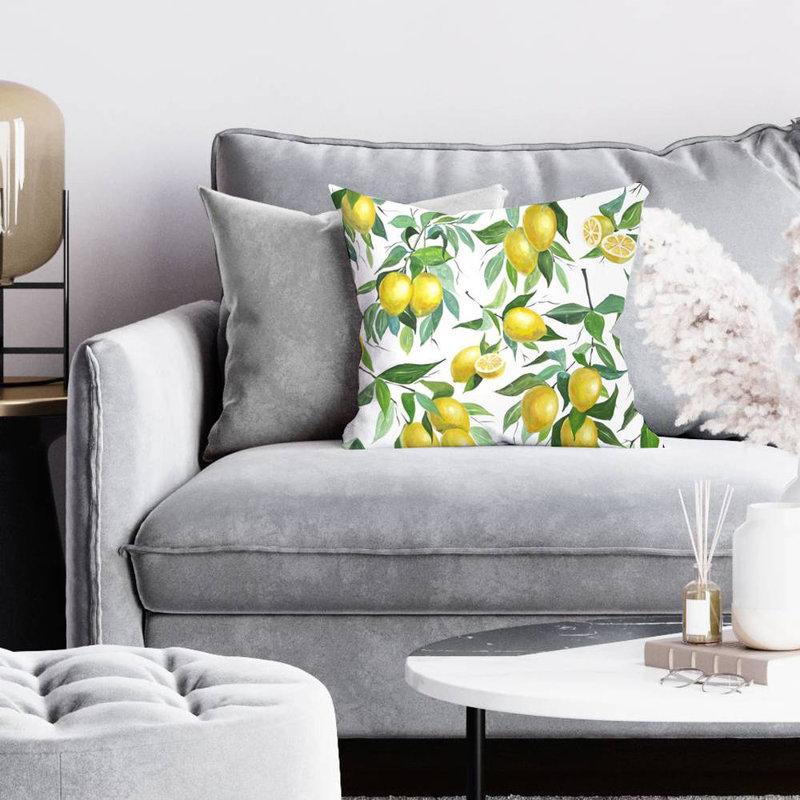 Lemon pattern - 16"x16" Throw pillow cover - Poly twill - Print on demand