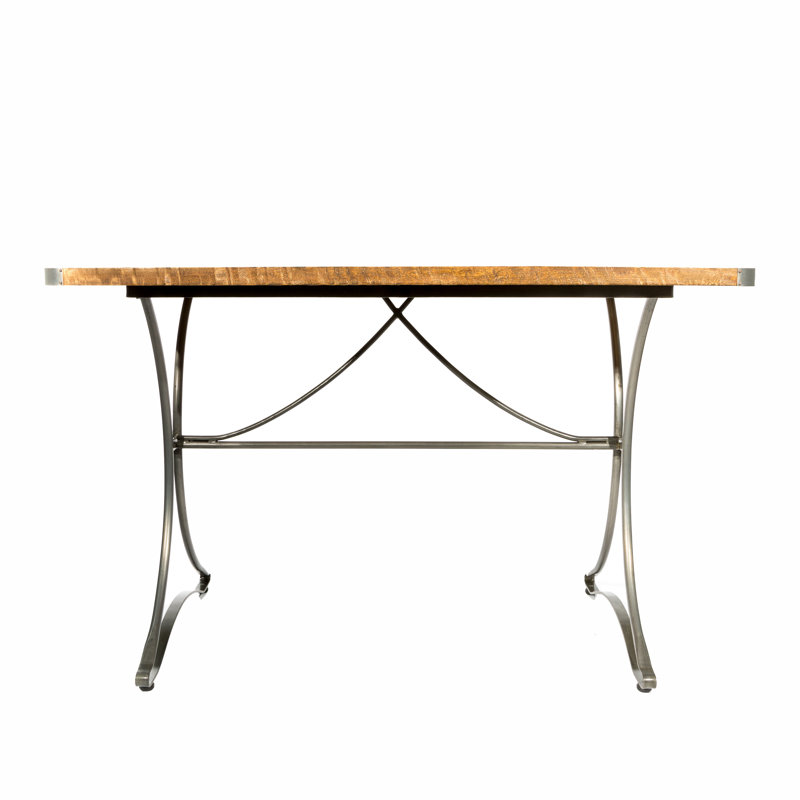 Solid Wood Top Metal Base Dining Table, L120 x W70cm