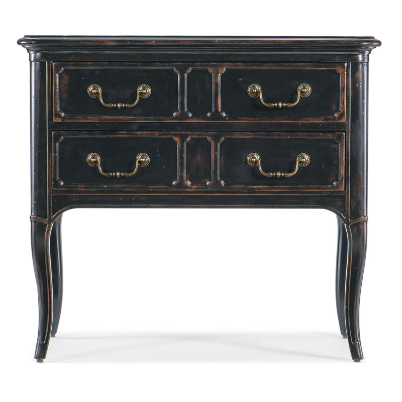 Charleston Black Cherry 2-Drawer Nightstand with USB Ports