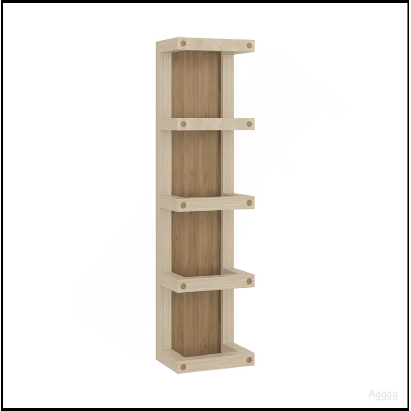 Porte-serviettes mural à 5 niveaux Arlington, organisateur de rangement vertical pour serviettes et accessoires de salle de bain, chêne naturel