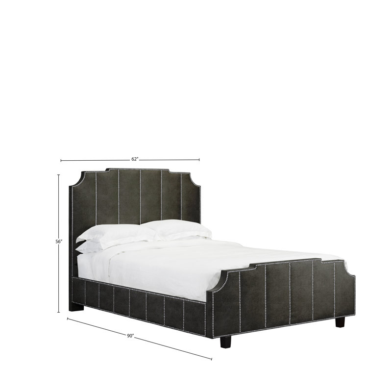 Lit plateforme tapissier Stoker, Grand, Similicuir - pierre