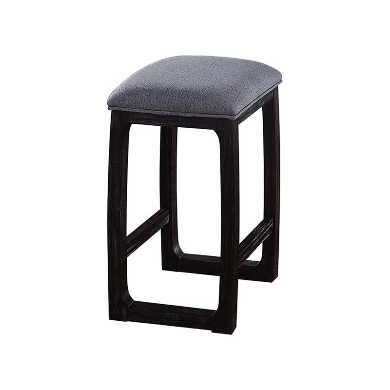 Tabouret invitant à hauteur de comptoir en tissu gris et patiné