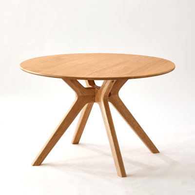 43”W Solid Oak Round Dining Table