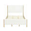 Lit capitonné moderne blanc avec pieds en bois d'hévéa durable, design KING, intemporel et écologique-1830467227