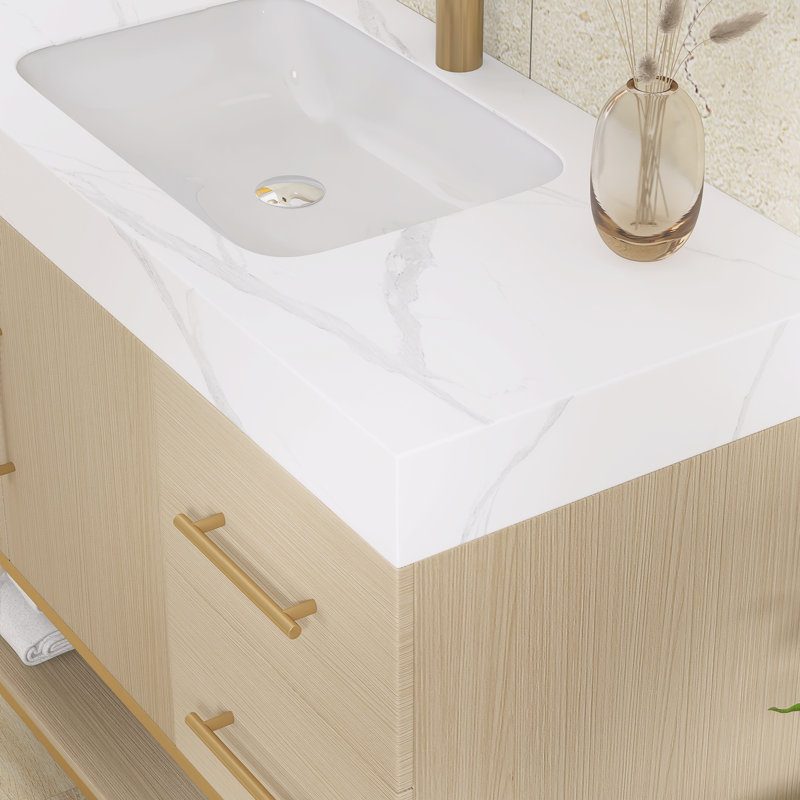 Ensemble de meuble-lavabo autoportant 36 po avec comptoir en faux marbre 36 po, White