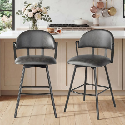 Swivel Upholstered Counter Stool with Metal Frame