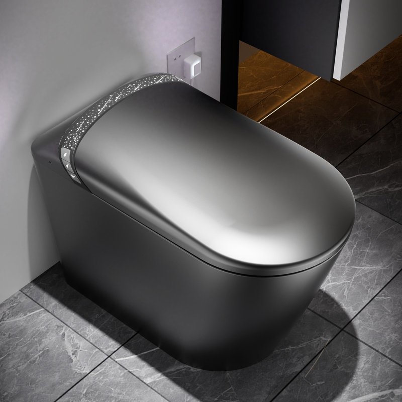 Starry Night Bidet - Integrated Smart Toilet For Bathroom, Auto Open/Close Lid, Foot Sensor Functionality, Led Display, Warm Air Dryer, Matte Grey Finish Multiple Washing Options Modern With And