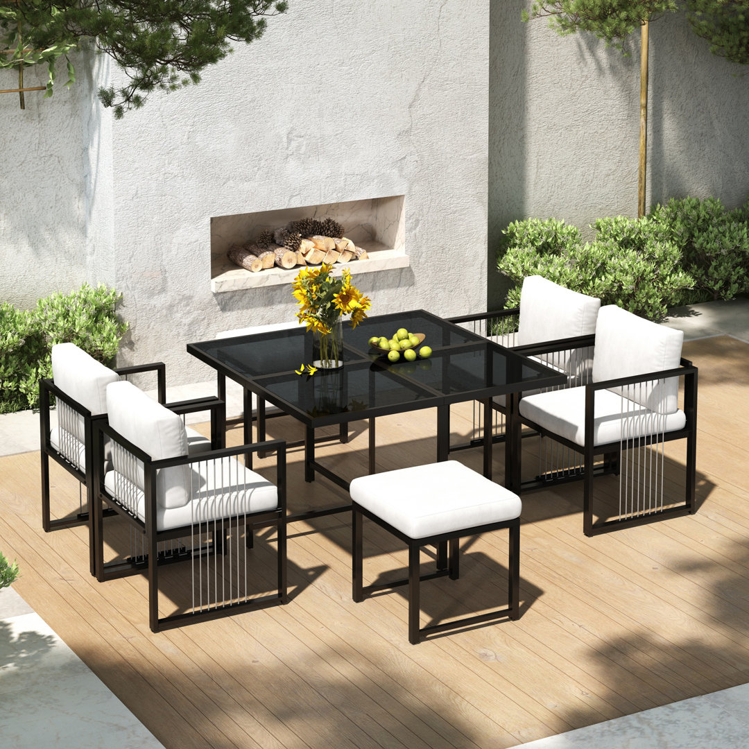 Outdoor Dining Set For 6 People With Square Table