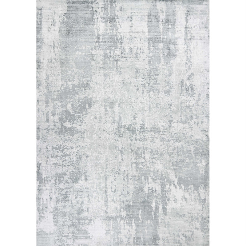 Tapis gris abstrait tissé à la main, Rectangle 8 pi 6 po x 11 pi 6 po