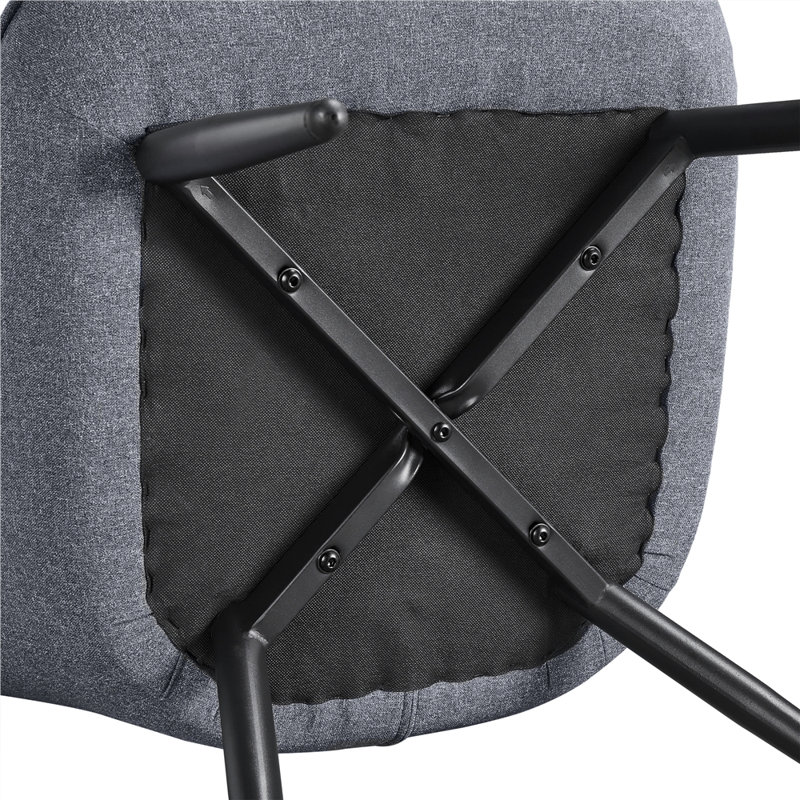 color Upholstered Armchair, Modern  Accent Chair with Wing Side and Metal Legs, Black, Grey Linen