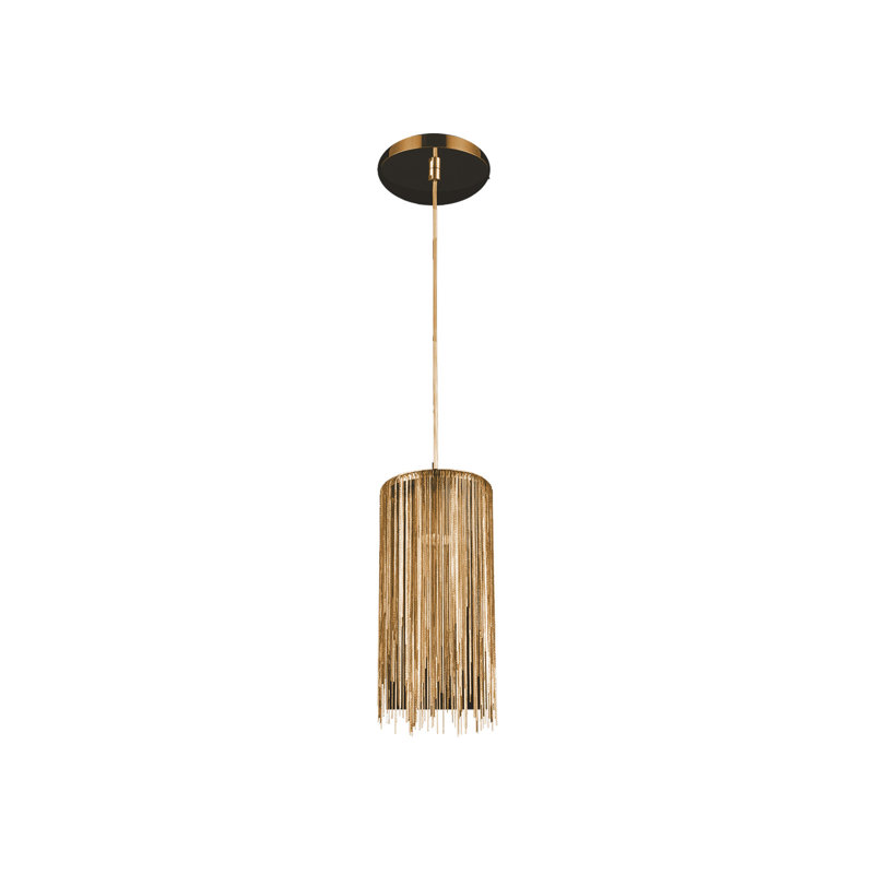 Luminaire suspendu cylindrique unique Brendis, Or